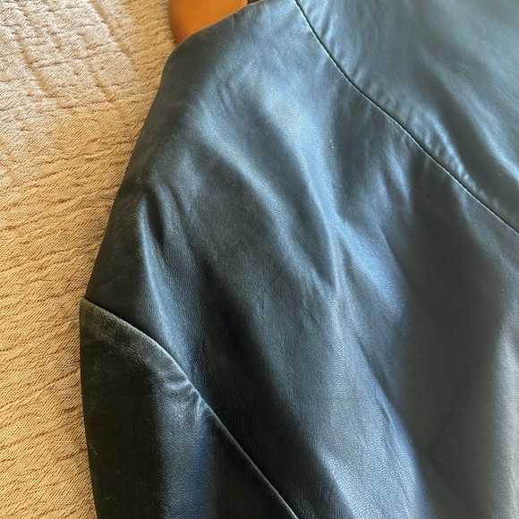 Ted Baker navy leather bomber jacket size 1/XS - Picture 5 of 6